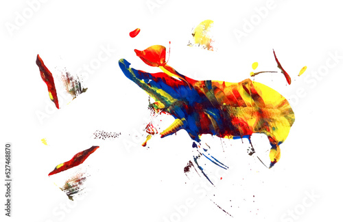 Multicolored abstract wild boar-shaped paint spot