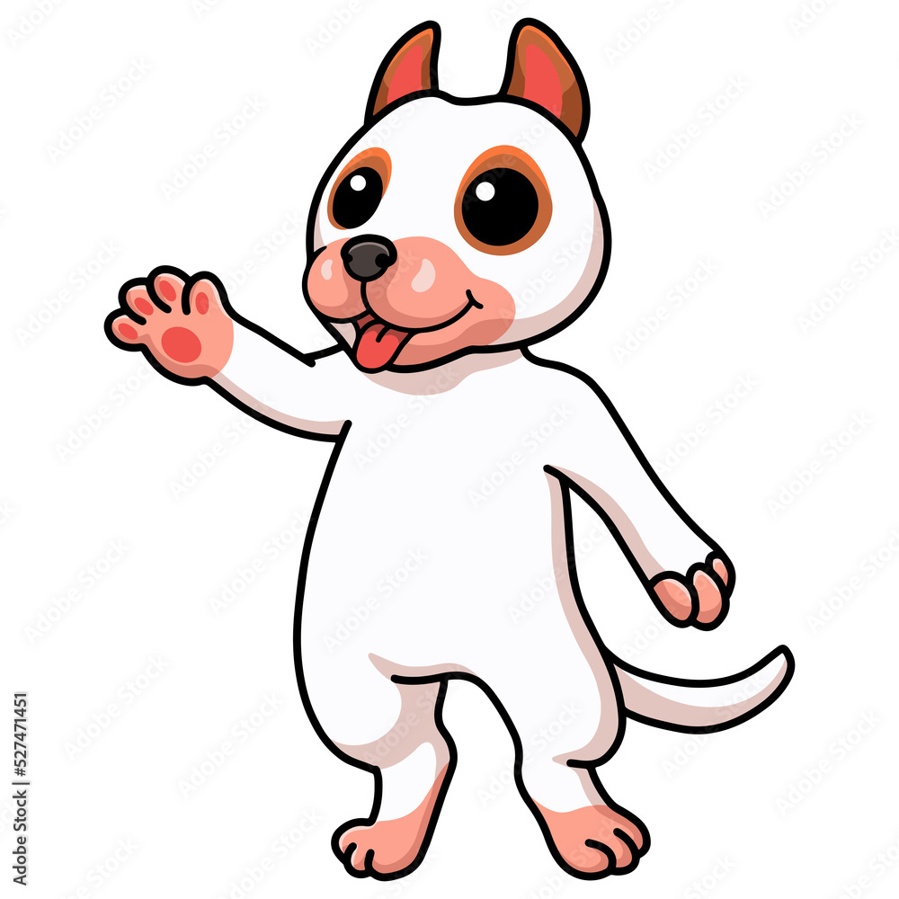 Fototapeta premium Cute bully kutta cartoon waving hand