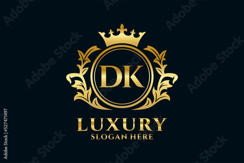 Initial DK Letter Royal Luxury Logo template in vector art for luxurious branding projects and other vector illustration.