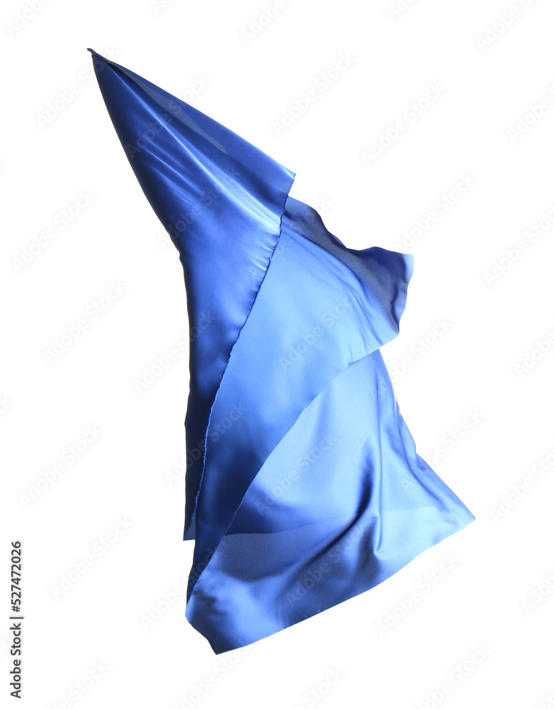 Beautiful delicate blue silk on white background