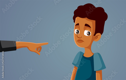 Parent Scolding a Guilty Looking Teen Boy Vector Cartoon Illustration. Unhappy teenager feeling sad and depressed from domestic abuse
