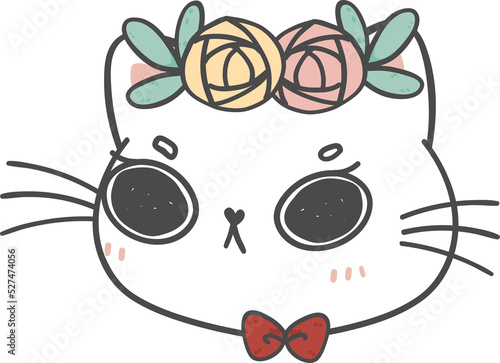 cute Halloween kitten cat witch head cartoon animal doodle