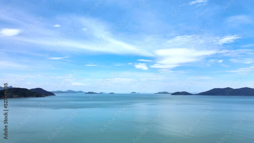 Aerial drone view On the surface of the sea reflected the sunlight of the soft sun and the beautiful sky. Aerial drone view On the surface of the sea reflected the sunlight of the soft sun and the beautiful sky.