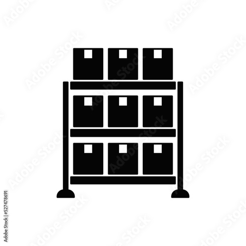 warehouse racking icon in black flat glyph, filled style isolated on white background photo