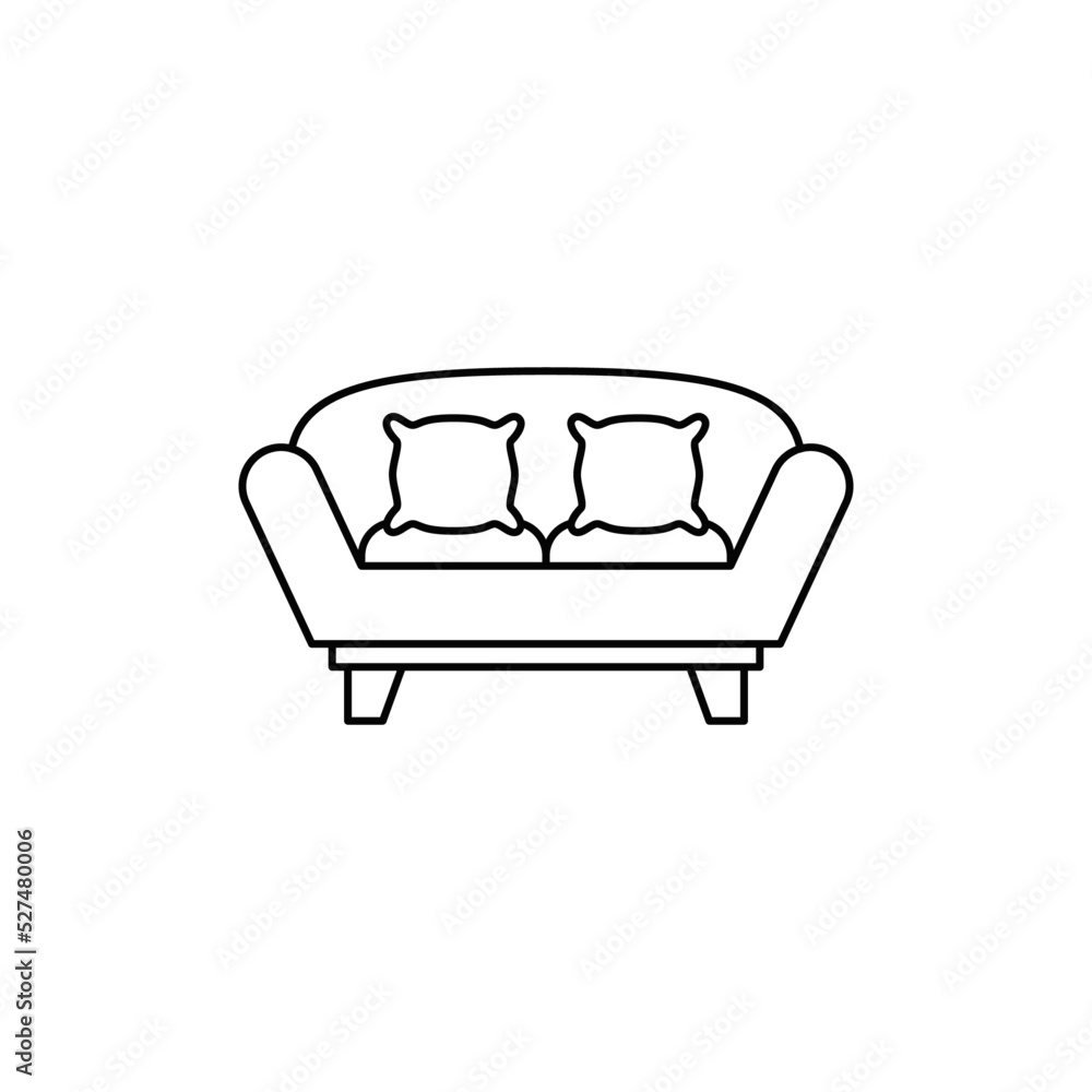 Sofa icon in black flat glyph, filled style isolated on white background Sofa icon in black flat glyph, filled style isolated on white background
