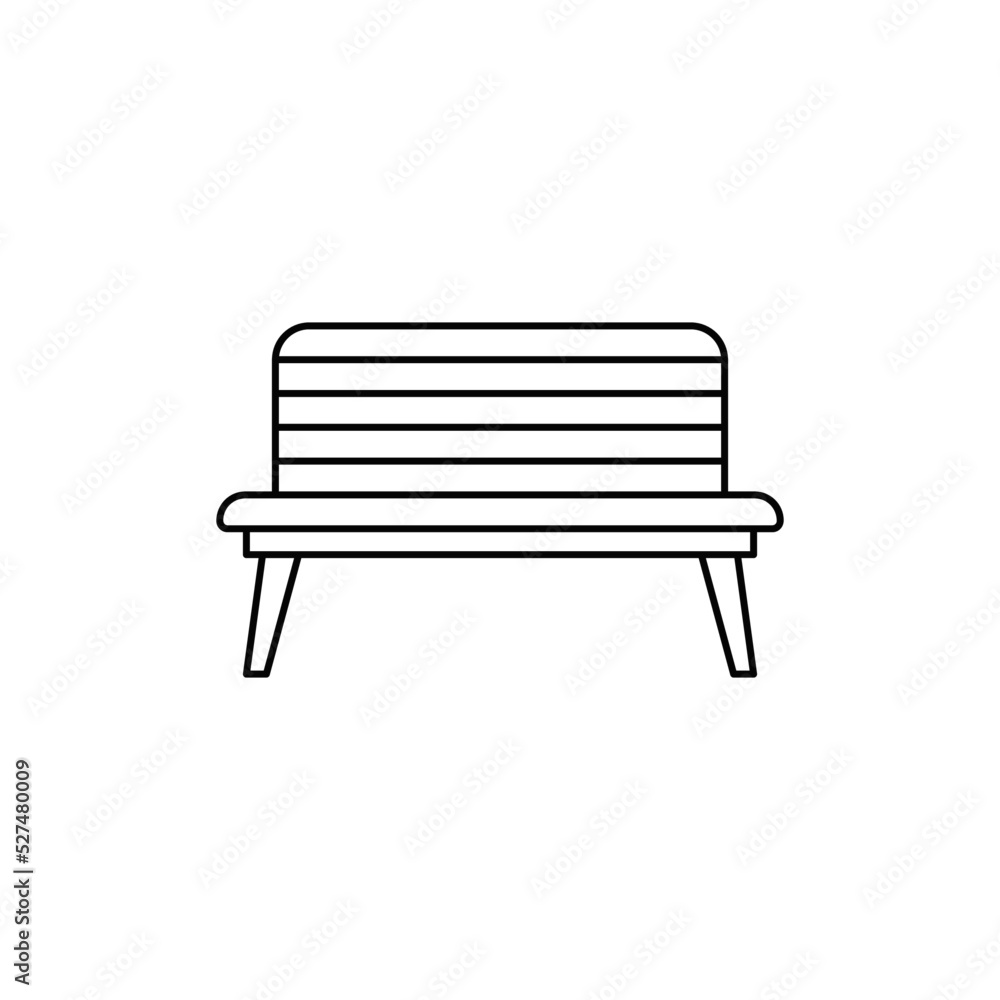 Wooden bench chair icon in line style icon, isolated on white background Wooden bench chair icon in line style icon, isolated on white background