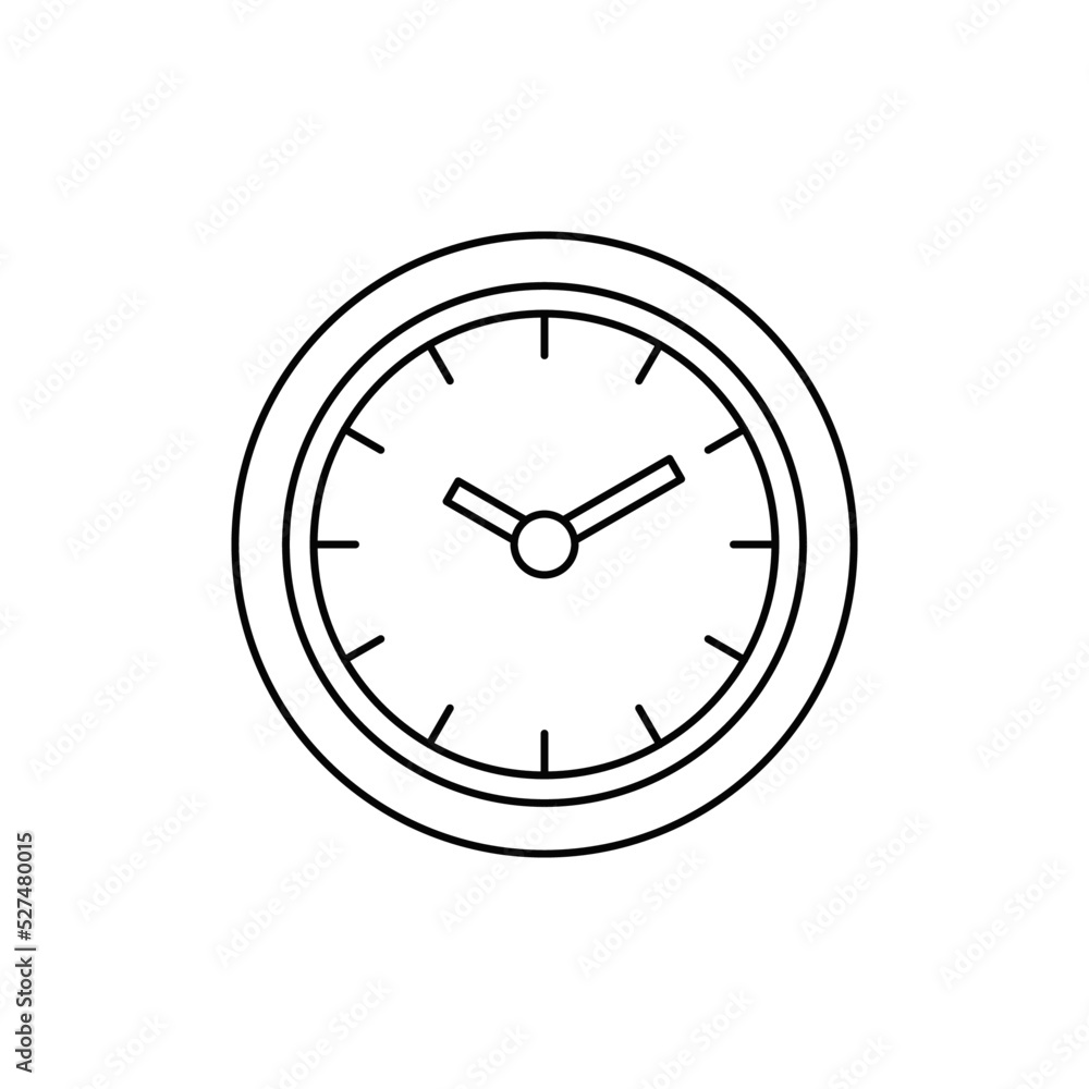 Wall clock icon in line style icon, isolated on white background