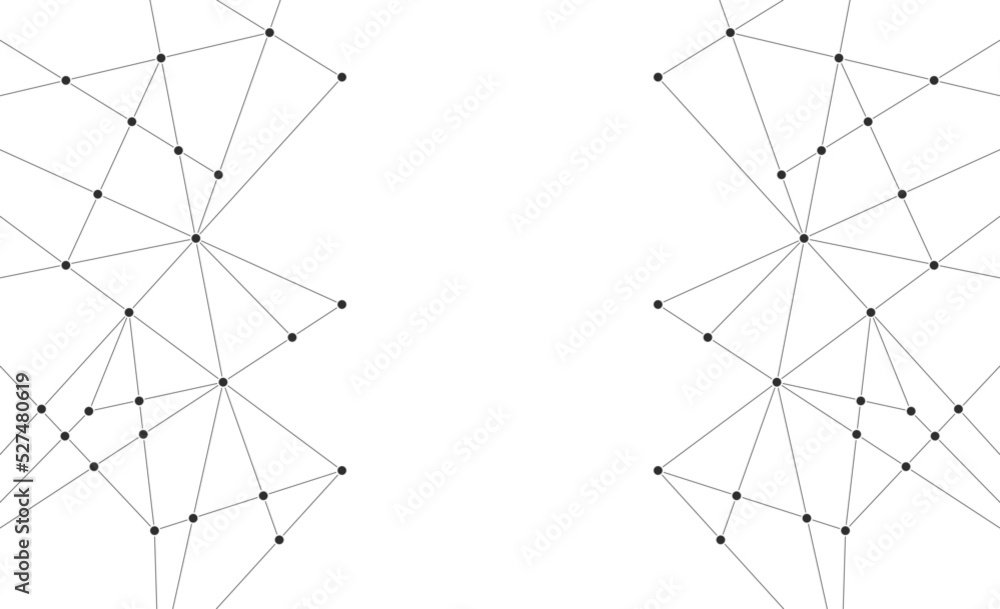 Technology polygon triangle connected dots and lines background template. Network system linked global graphic vector.