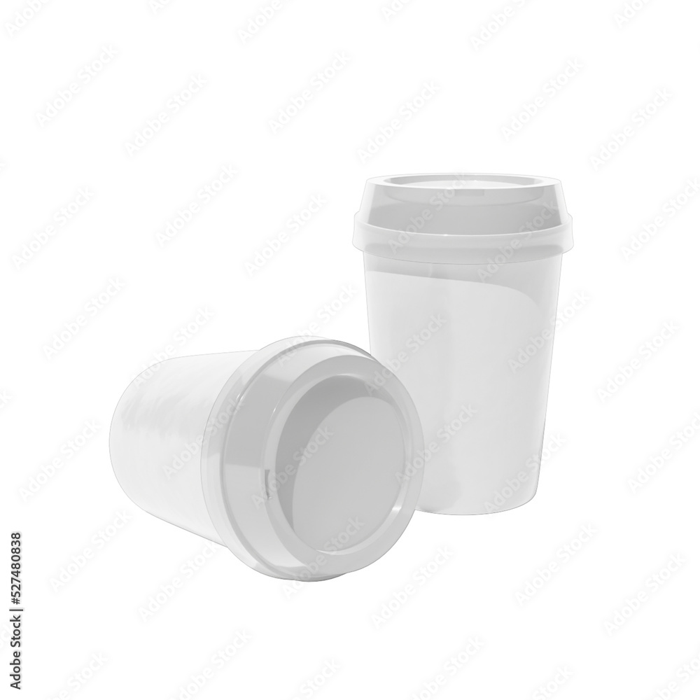 White coffee cup mockup design, with plastic lid White coffee cup mockup design, with plastic lid