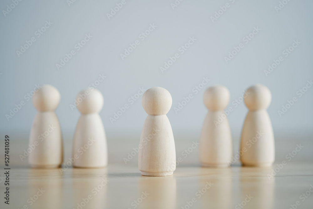 Leader, Volunteer, Individuality, Unique, Introvert. Figure standing on front of team. Human development. Psychology Personality Concept. Leader, Volunteer, Individuality, Unique, Introvert. Figure standing on front of team. Human development. Psychology Personality Concept.