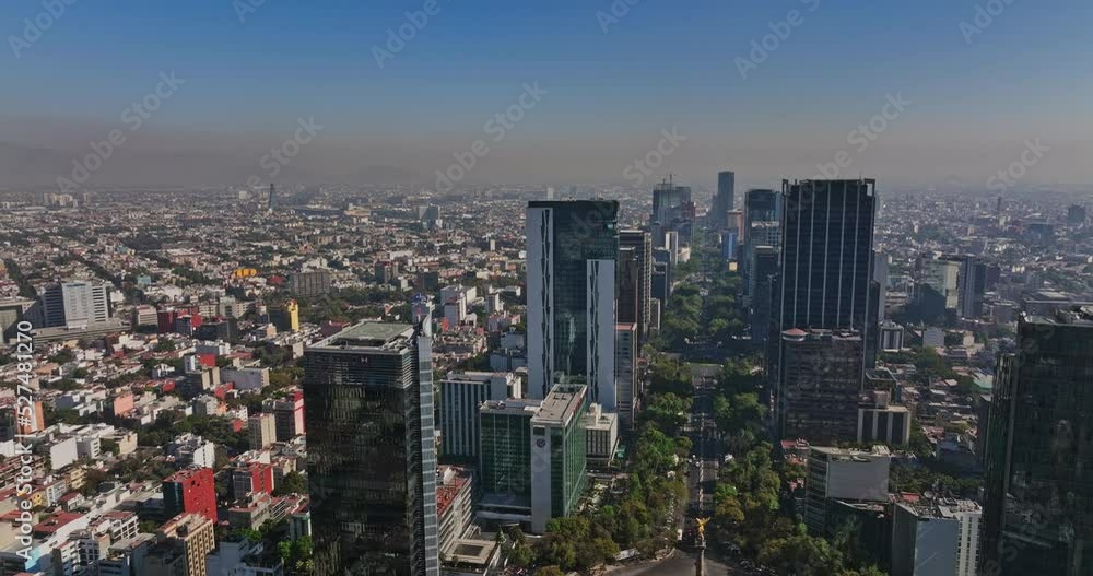 Mexico City Aerial v39 drone fly above paseo de la reforma capturing downtown cityscape across juarez and colonia cuauhtemoc neighborhoods on a hazy day - Shot with Mavic 3 Cine - December 2021 Mexico City Aerial v39 drone fly above paseo de la reforma capturing downtown cityscape across juarez and colonia cuauhtemoc neighborhoods on a hazy day - Shot with Mavic 3 Cine - December 2021