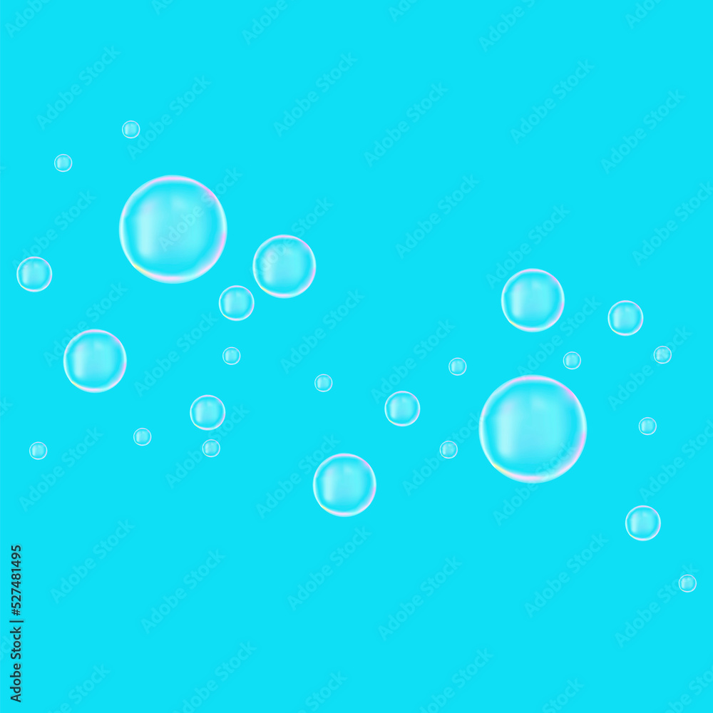 Image with bubbles blue background. Clean water. Vector illustration. stock image.