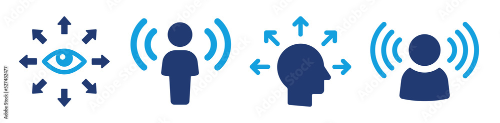 Set of awareness icon vector illustration. Aware person symbol in graphic design. Set of awareness icon vector illustration. Aware person symbol in graphic design.