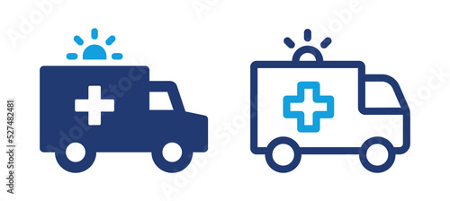 Ambulance van icon set. Emergency car symbol vector illustration.