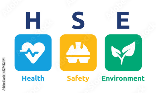 HSE - Health Safety Environment acronym banner. Vector illustration