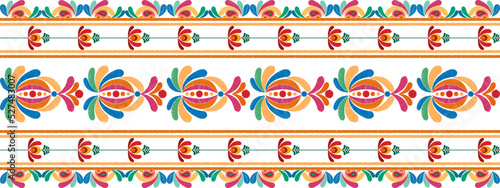 Ikat floral Hungarian polish Moravian folk ethnic seamless pattern design. Aztec fabric carpet boho mandalas textile motif decor wallpaper. Tribal flower native traditional embroidery vector 