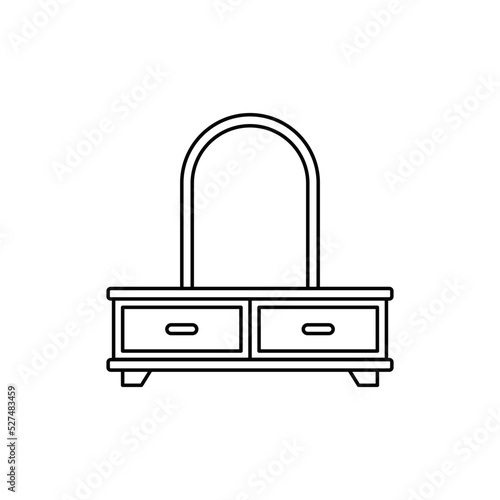 dressing table with vanity mirror icon in line style icon, isolated on white background