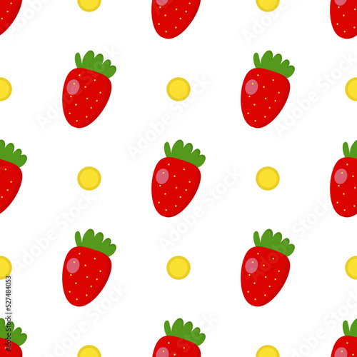 Fototapeta Naklejka Na Ścianę i Meble -  Pattern of strawberries in plsk style on white background