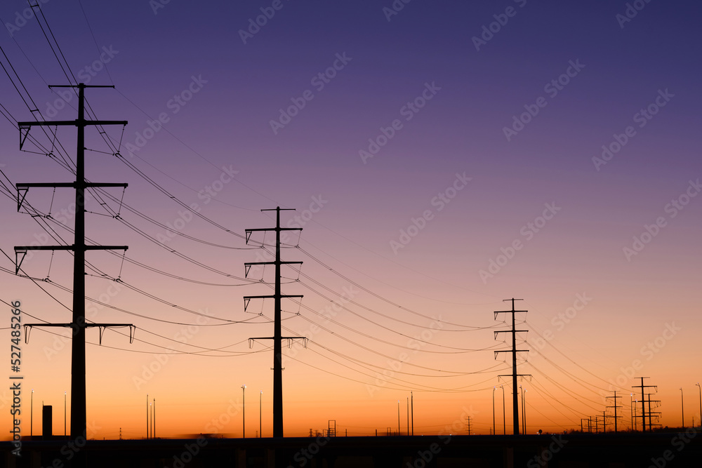 Fototapeta premium power lines at sunset