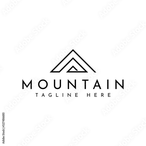 abstract minimal mountain line logo design