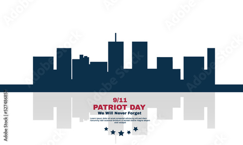 eleven september patriot day banner background we will never. Vector Illustration.