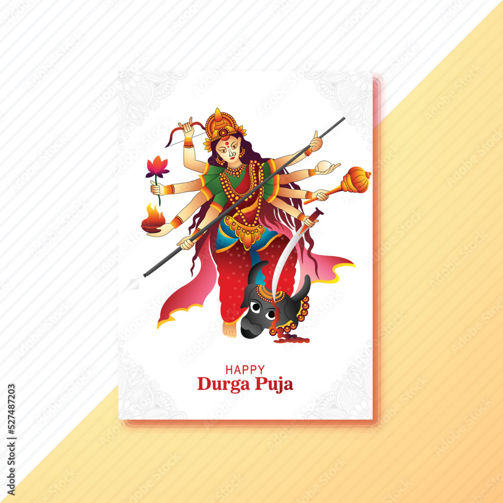 Happy durga puja india festival holiday brochure card background Happy durga puja india festival holiday brochure card background