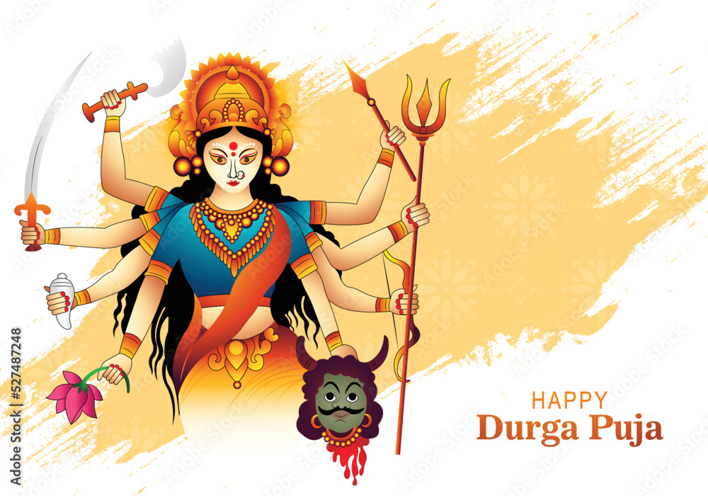 Happy durga puja india festival holiday card illustration background