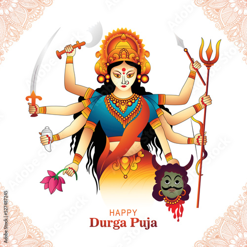 Happy durga puja india festival holiday card illustration background photo