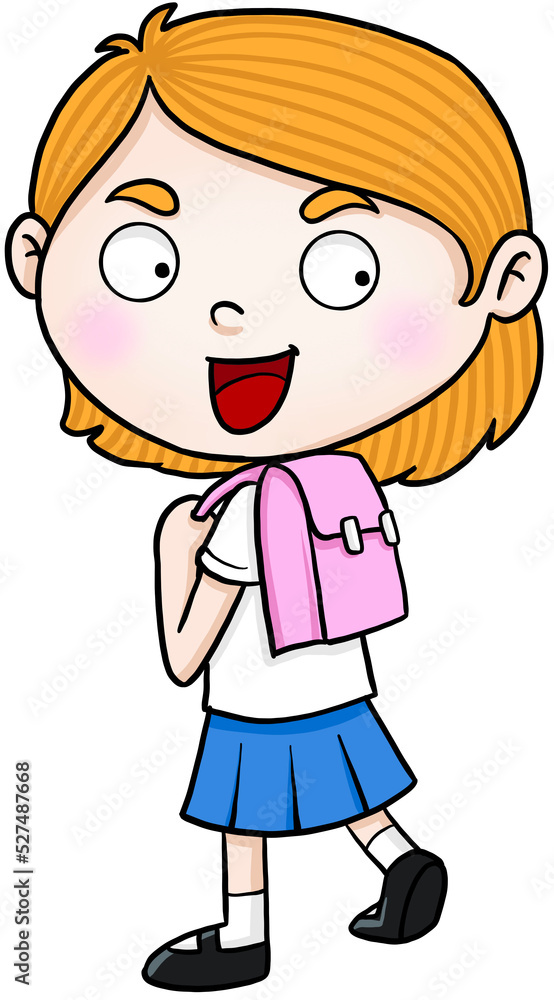cartoon student girl smile colorful cartoon student girl smile colorful