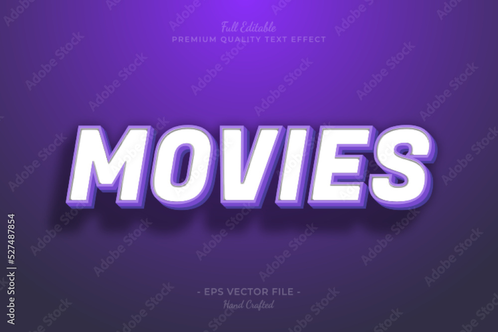 Movies Purple Title Editable 3D Text Style Effect Premium