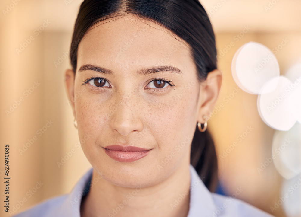 Skin, face and beauty with a confident, serious and focused woman inside on a blurred background. Skincare, head and closeup of a young female indoors with perfect, flawless and glowing complexion Skin, face and beauty with a confident, serious and focused woman inside on a blurred background. Skincare, head and closeup of a young female indoors with perfect, flawless and glowing complexion