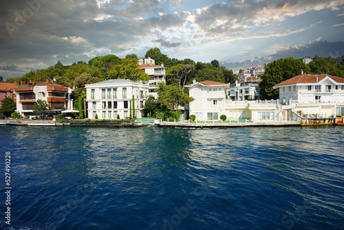 Photography Views of various houses, (home)  mansions and nostalgic buildings from the sea on the Bosphorus, on the Asia side of Istanbul