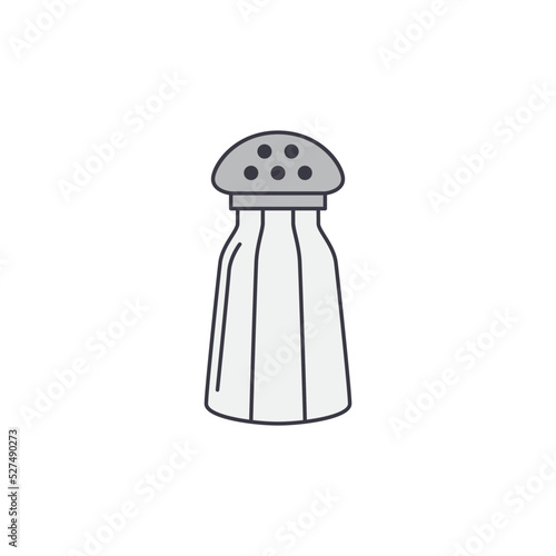 Pepper mill, pepper shakers, salt shakers icon in color, isolated on white background 