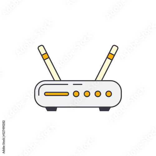 wifi router, wifi modem icon in color, isolated on white background 