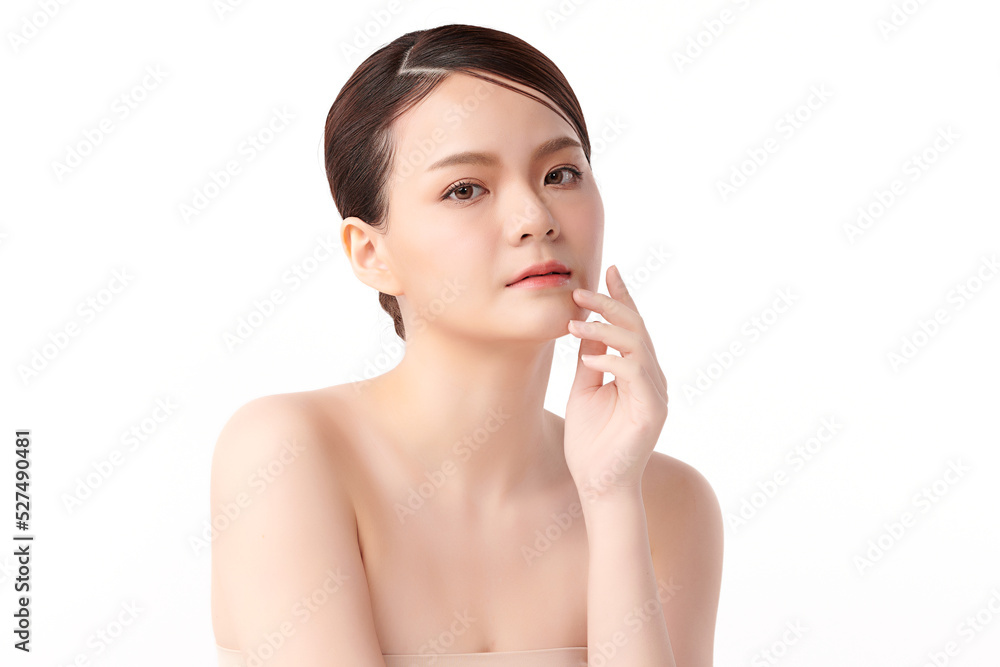 Beautiful young asian woman with clean fresh skin on white background, Face care, Facial treatment, Cosmetology, beauty and spa, Asian women portrait. Beautiful young asian woman with clean fresh skin on white background, Face care, Facial treatment, Cosmetology, beauty and spa, Asian women portrait.