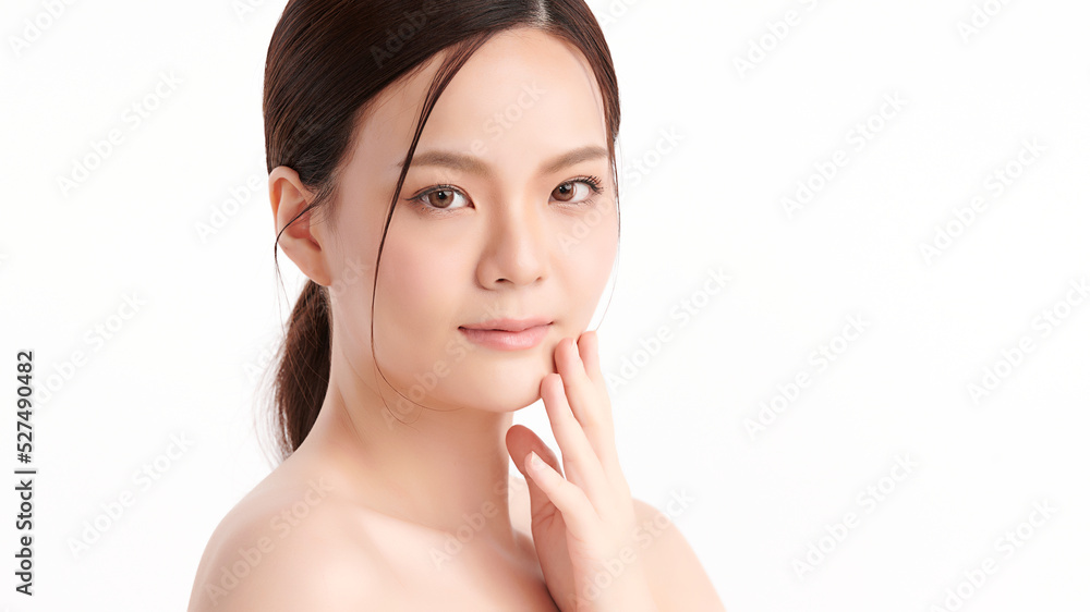 Beautiful young asian woman with clean fresh skin on white background, Face care, Facial treatment, Cosmetology, beauty and spa, Asian women portrait. Beautiful young asian woman with clean fresh skin on white background, Face care, Facial treatment, Cosmetology, beauty and spa, Asian women portrait.