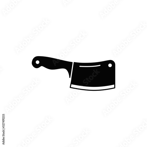 buthcer knife icon in black flat glyph, filled style isolated on white background photo