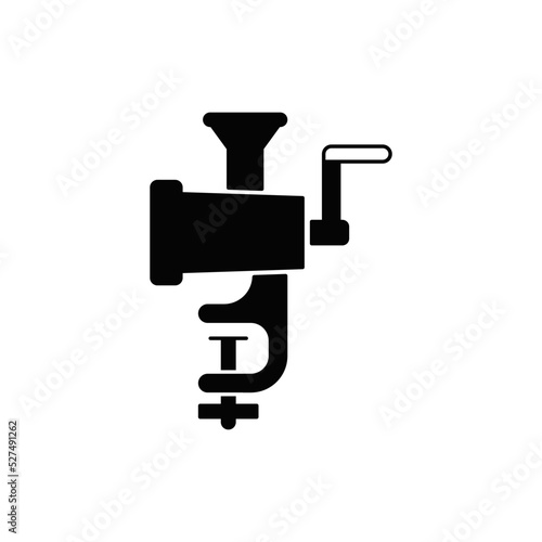 Food mincer, meat chopper, meat grinder icon in black flat glyph, filled style isolated on white background