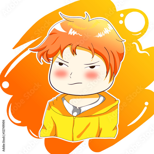 Premium vector l image of a cute boy anime character being cranky. stickers, royalty free