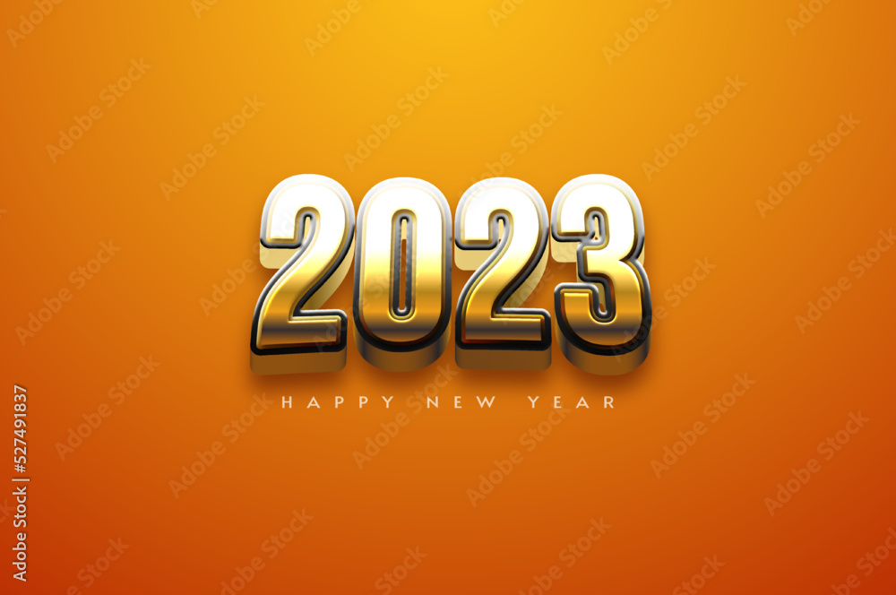3d golden happy new year 2023 background illustrations