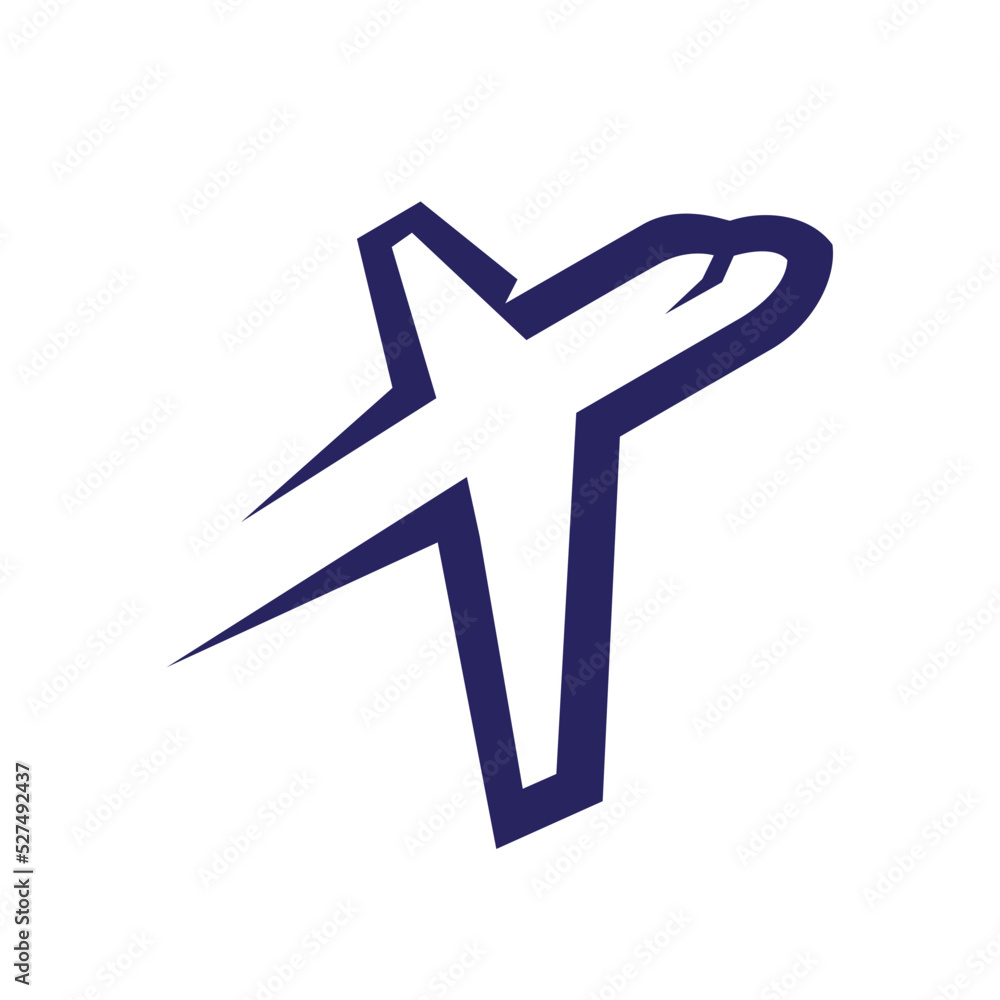 Obraz premium A simple jet aeroplane icon fly diagonally