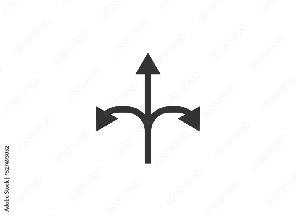 Three way direction arrow vector illustration. Three way direction arrow vector illustration.