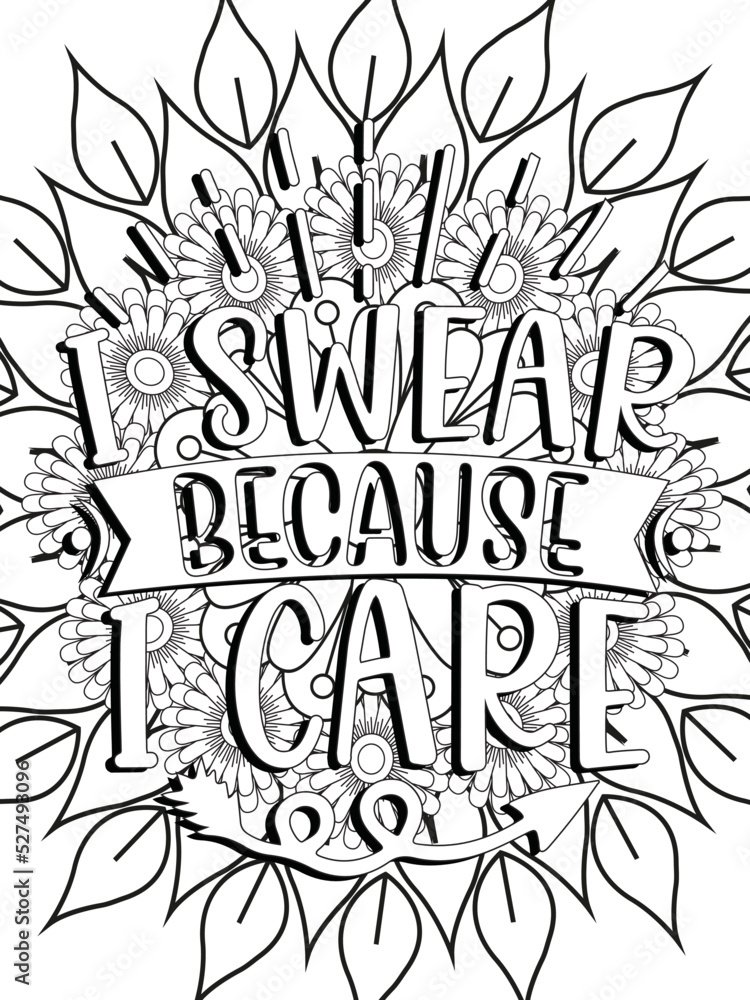 FunnyQuotes Coloring pages. Coloring page for adults and kids. Vector