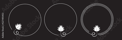 Circle frame design with minimalist leaf sketch elements