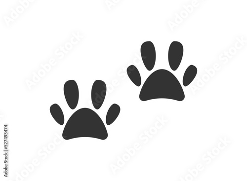 Dog or cat paw. Black paw print isolated on white background. Vector illustrator.