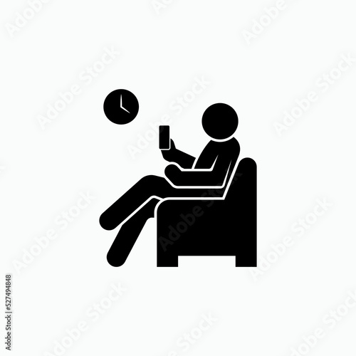 Waiting Room Icon. Man Sitting Symbol - Vector.    