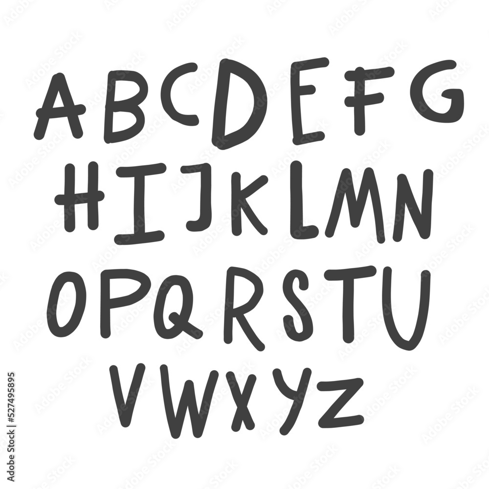  Vector alphabet. Hand drawn letters. 