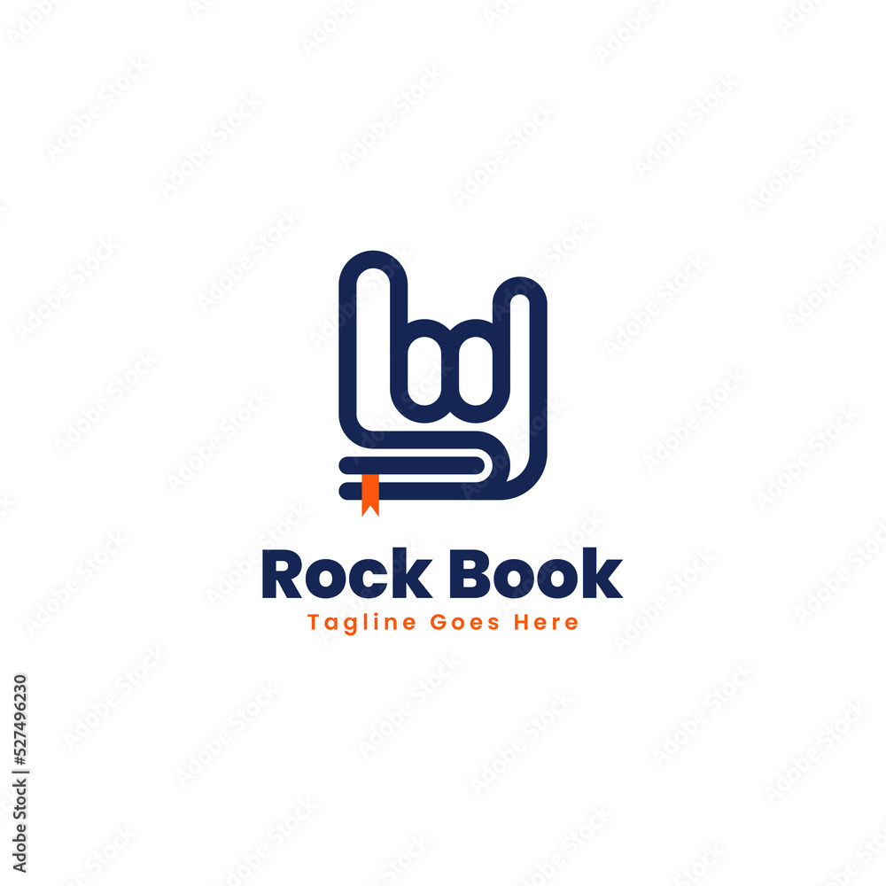 Vector Logo Illustration Rock Book Line Art Style Vector Logo Illustration Rock Book Line Art Style