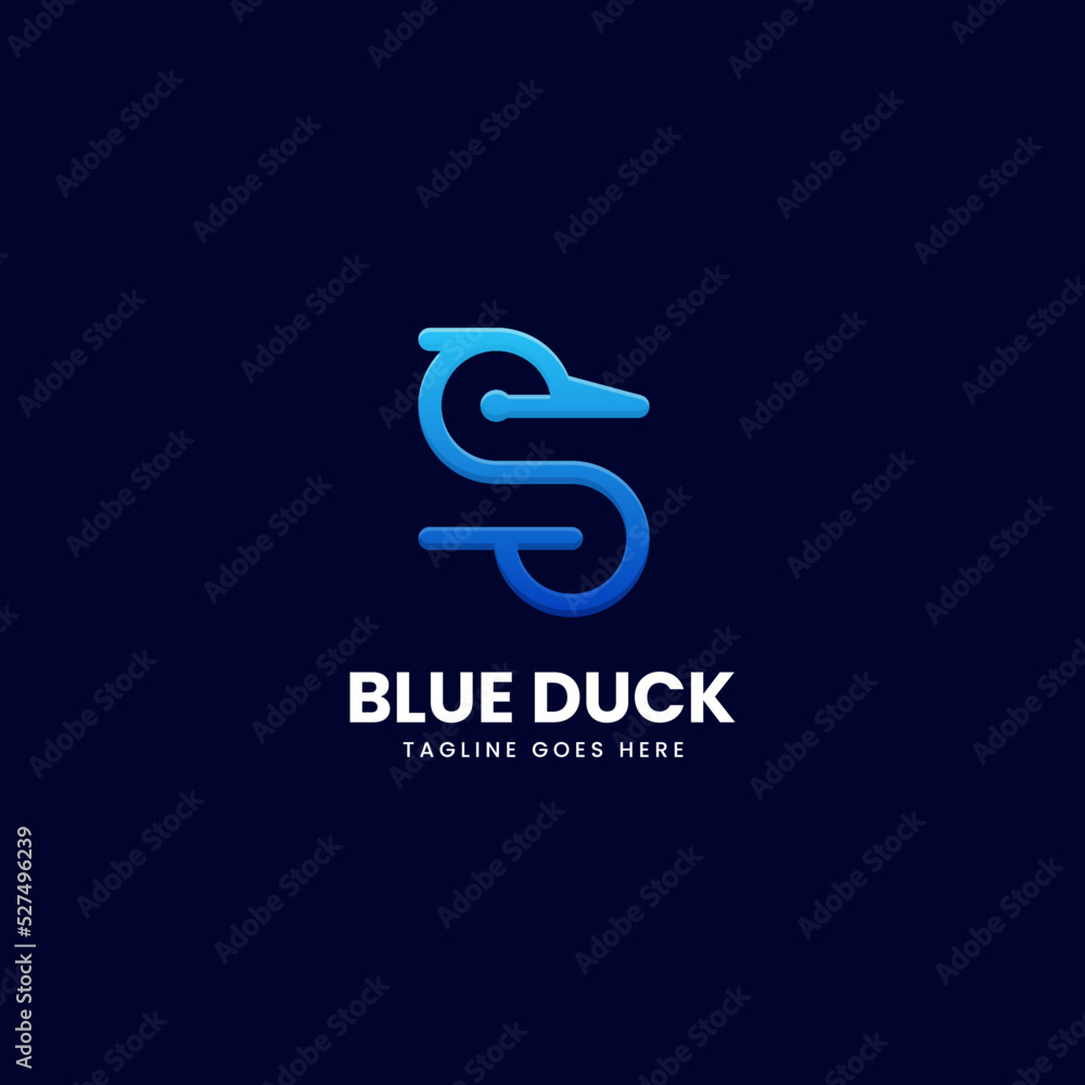 Vector Logo Illustration Blue Duck Gradient Line Art Style Vector Logo Illustration Blue Duck Gradient Line Art Style