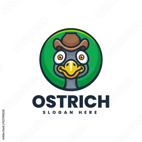 Vector Logo Illustration Ostrich Mascot Cartoon Style